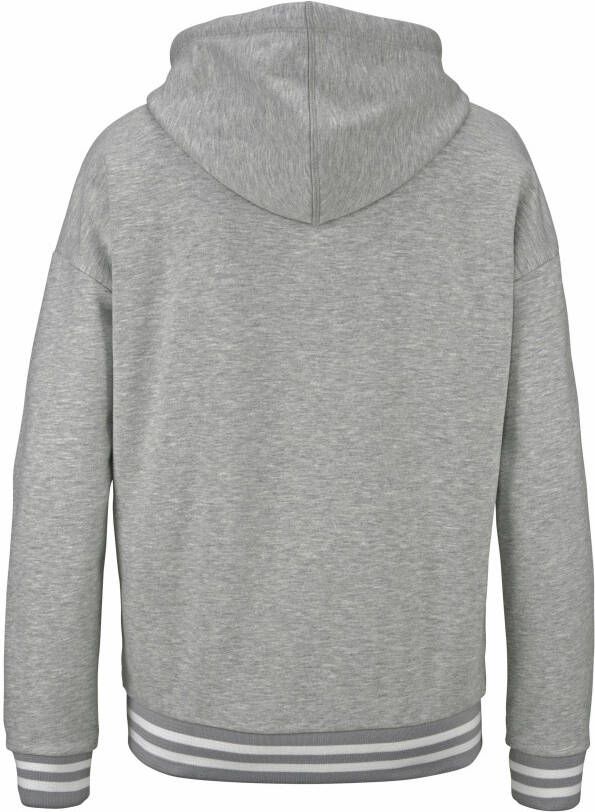 Bench. Capuchonsweatvest met gestreepte boorden en glansprint loungewear loungepak