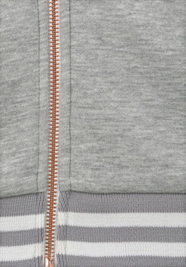 Bench. Capuchonsweatvest met gestreepte boorden en glansprint loungewear loungepak