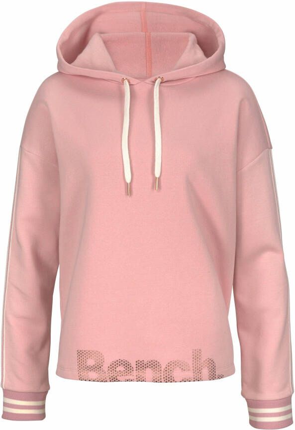 Bench. Hoodie met gestreepte tailleband en glansprint loungewear loungepak hoodie