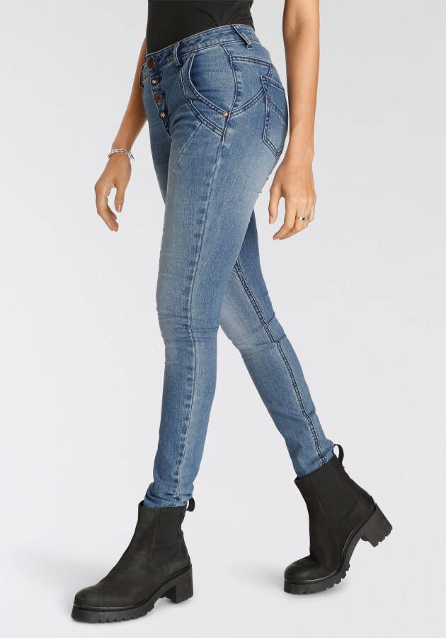 Boysen's Skinny fit jeans met glinsterende sierknopen nieuwe collectie