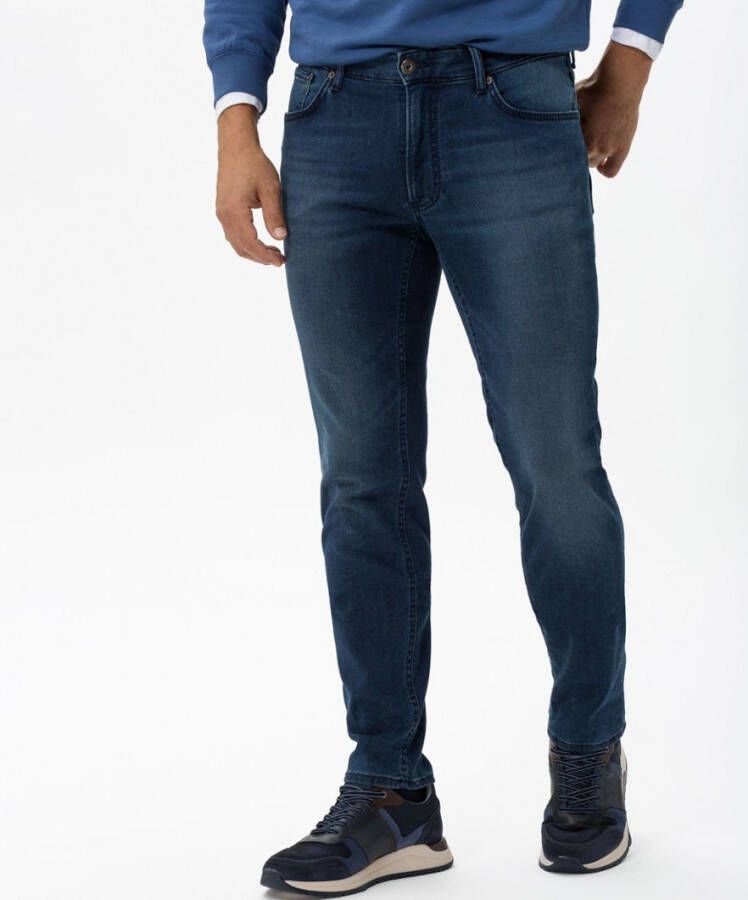 BRAX pantalon Chuck donkerblauw denim katoen