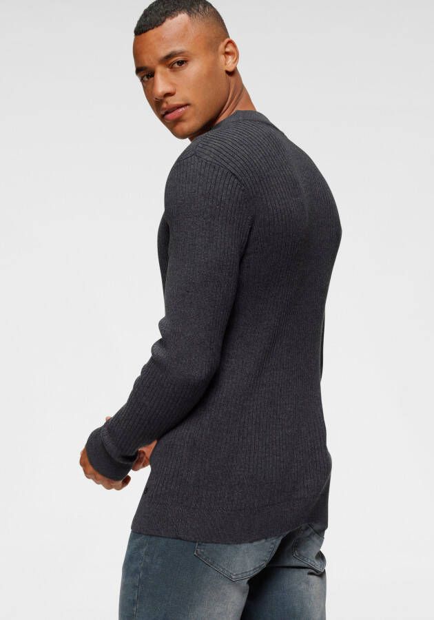 Bruno Banani Trui met staande kraag in ribbrei-look