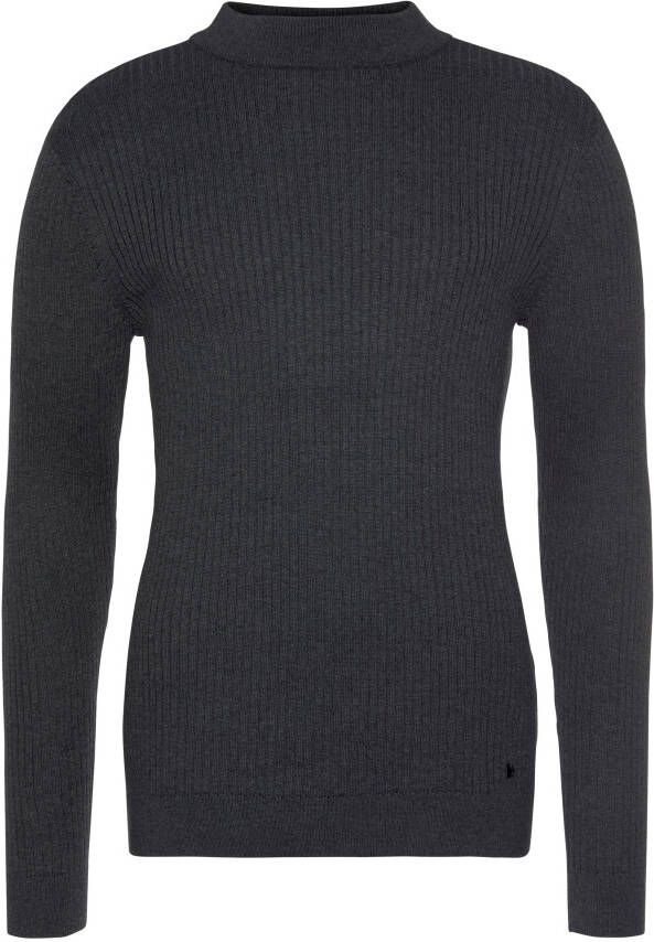 Bruno Banani Trui met staande kraag in ribbrei-look