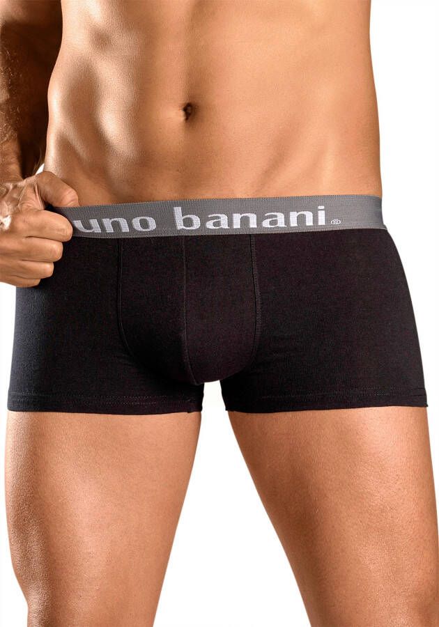Bruno Banani Hipster strak zittende boxershorts in uni of gedessineerd van katoenmix (set 4 stuks)