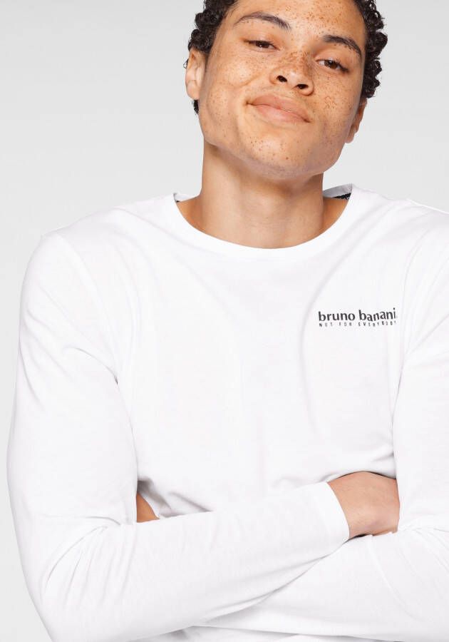 Bruno Banani Shirt met lange mouwen met merkprint op de borst (Set van 2)