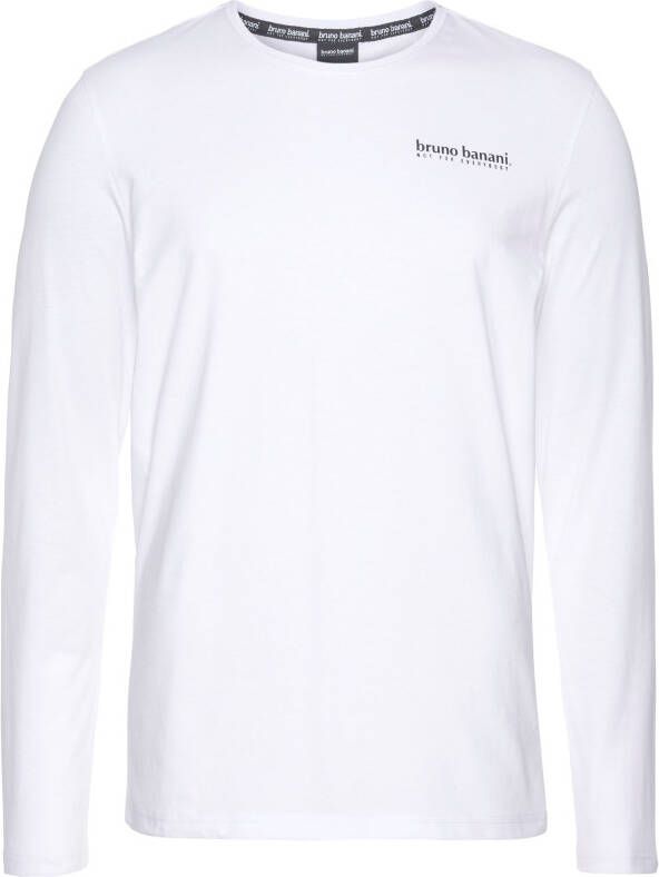 Bruno Banani Shirt met lange mouwen smal gesneden bedrukt van katoen in 2-pack (Set van 2)