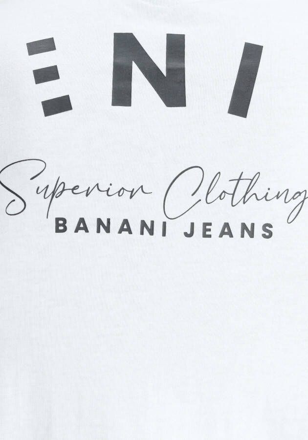 Bruno Banani T-shirt smal gesneden met print ronde hals van katoen