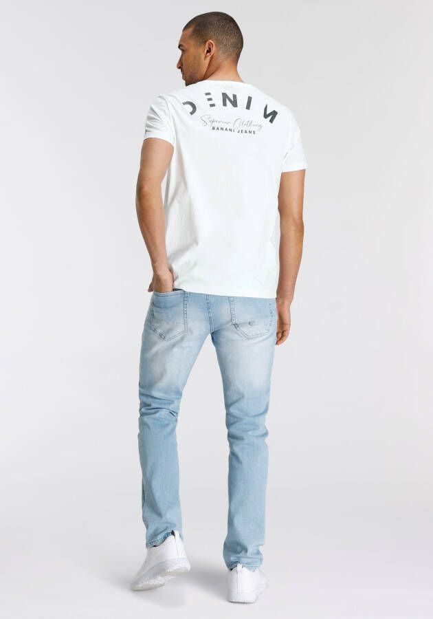 Bruno Banani T-shirt smal gesneden met print ronde hals van katoen
