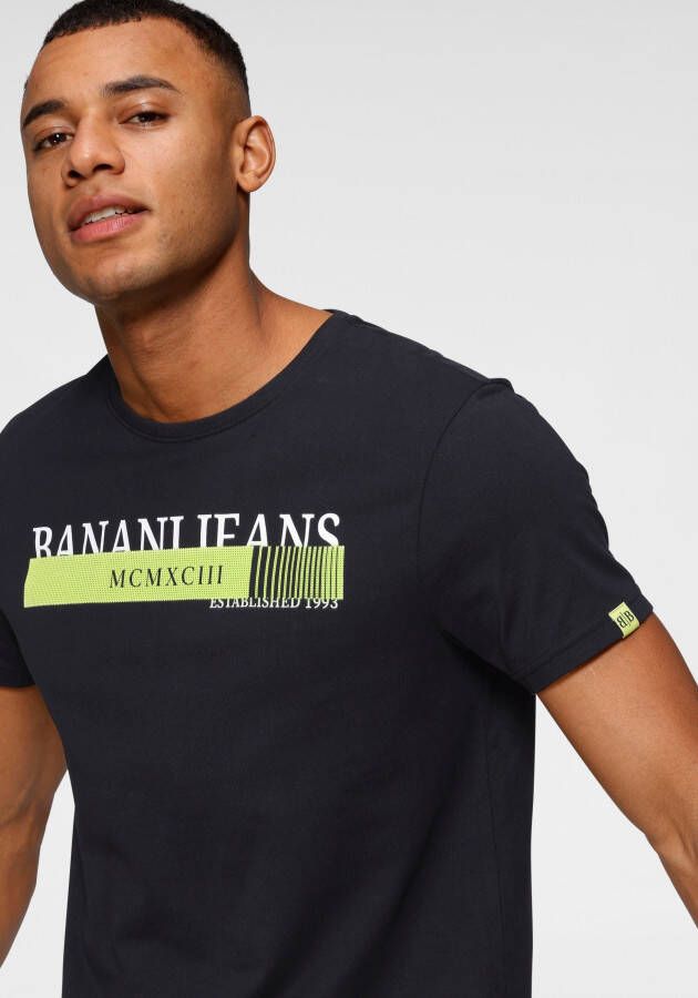 Bruno Banani T-shirt korte mouwen smalle pasvorm bedrukt ronde hals