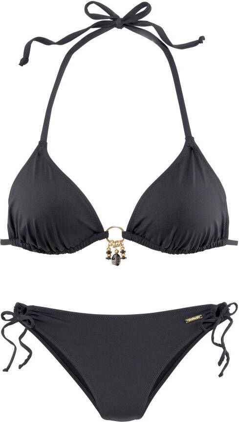 Bruno Banani Triangelbikini met goudkleurig zwarte accessoires