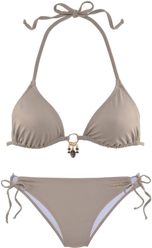Bruno Banani Triangelbikini met goudkleurig zwarte accessoires