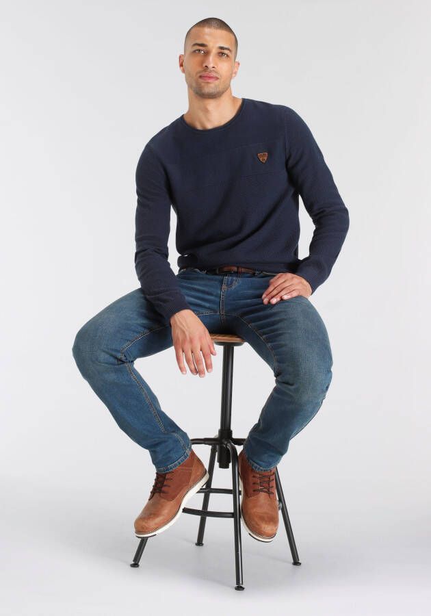Bruno Banani Trui met ronde hals in modieuze tricot-look