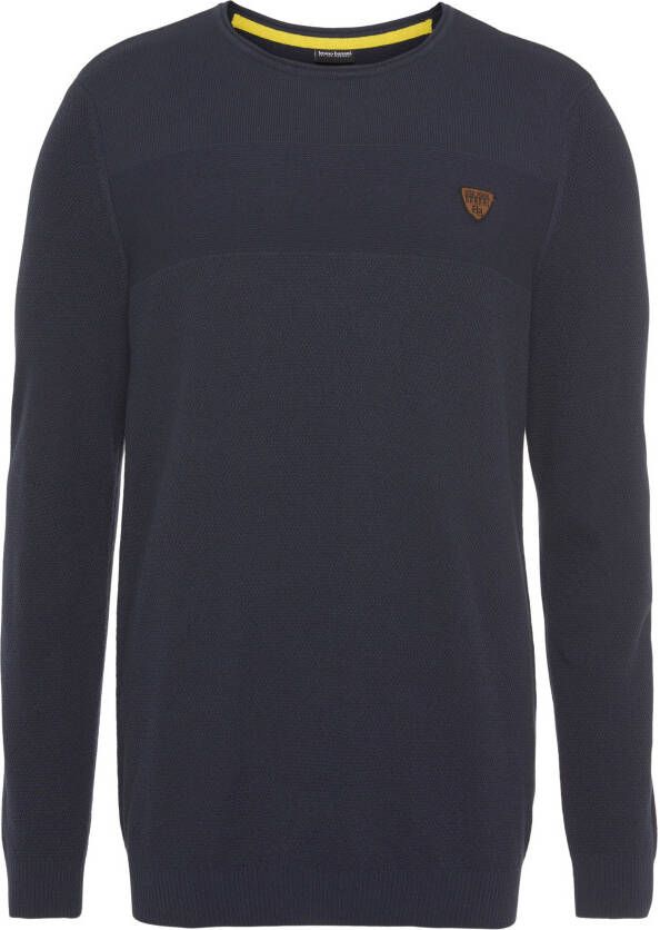 Bruno Banani Trui met ronde hals in modieuze tricot-look