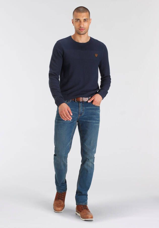 Bruno Banani Trui met ronde hals in modieuze tricot-look