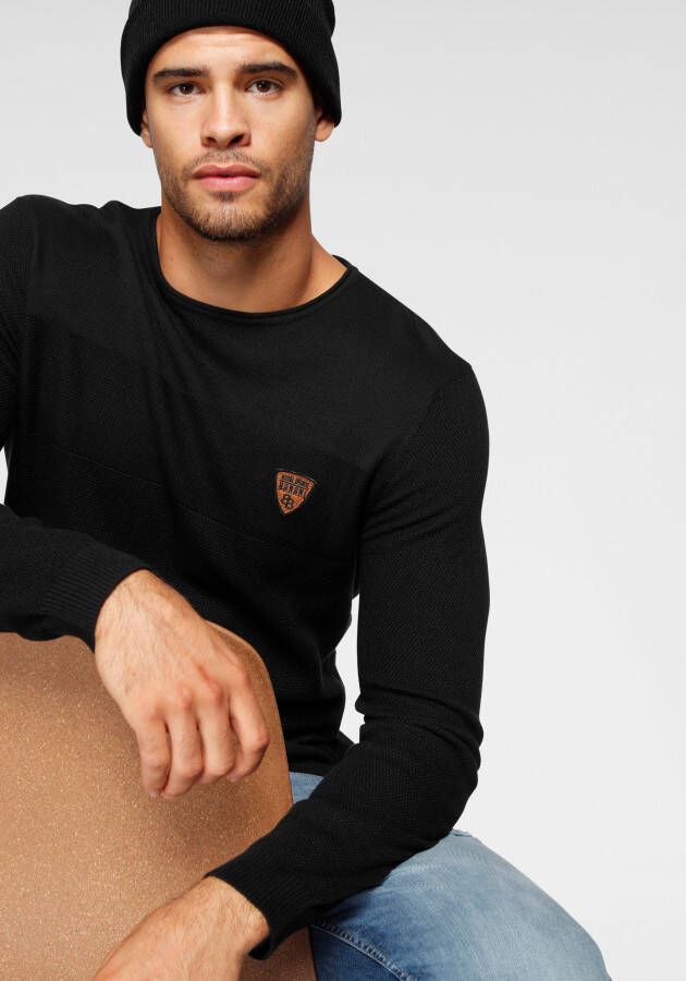 Bruno Banani Trui met ronde hals in modieuze tricot-look