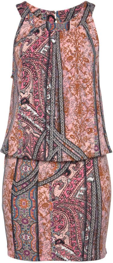 Buffalo Gedessineerde jurk met nauwsluitende rok in all-over print zomerjurk strandjurk
