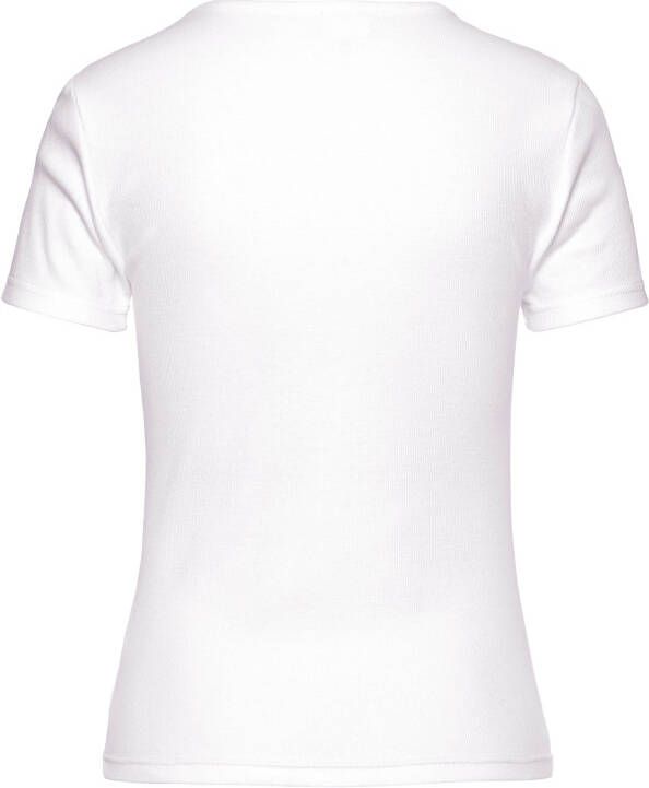 Buffalo Shirt met korte mouwen van fijne geribde stof cut-out details katoenen t-shirt basic