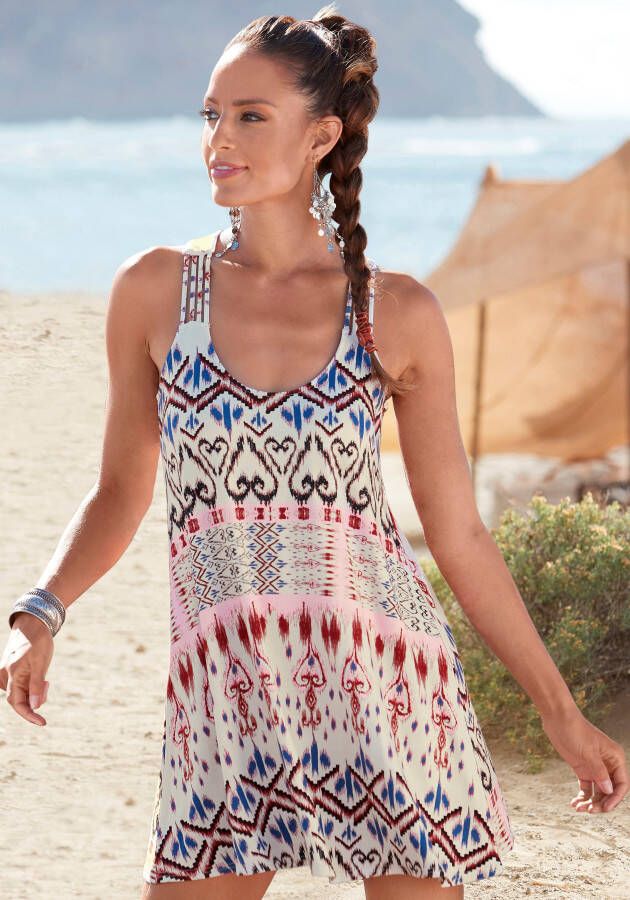 Buffalo Strandjurk met mooie bandjes en etnische print mini jurk zomerjurk