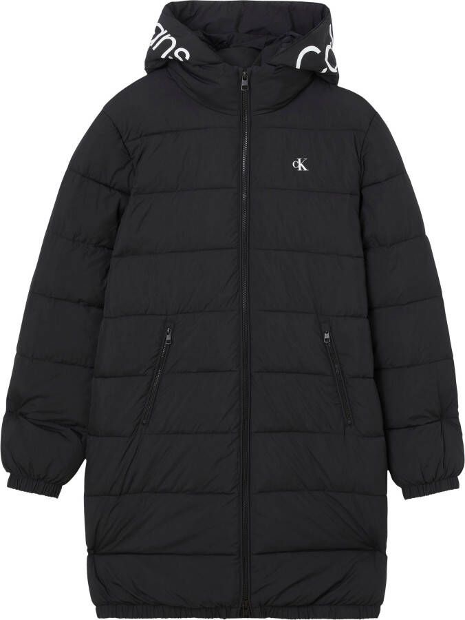 Calvin Klein Doorgestikte jas LOGO HOOD LW PADDED COAT met 2-wegritssluiting