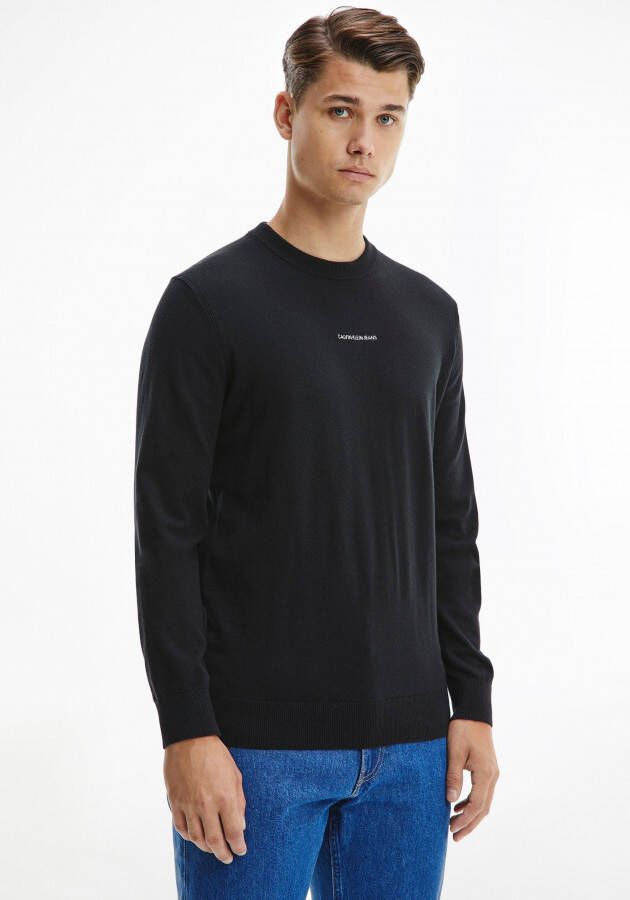Calvin Klein Zwarte geborduurde trui met lange mouwen Black Heren