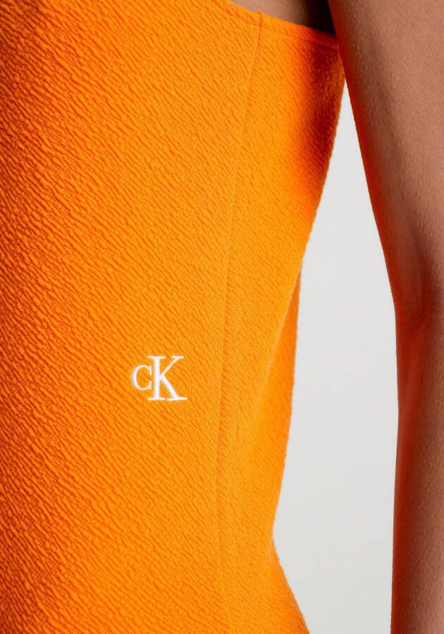 Calvin Klein Jurk met spaghettibandjes SLUB RIB STRAPPY van gestructureerd materiaal
