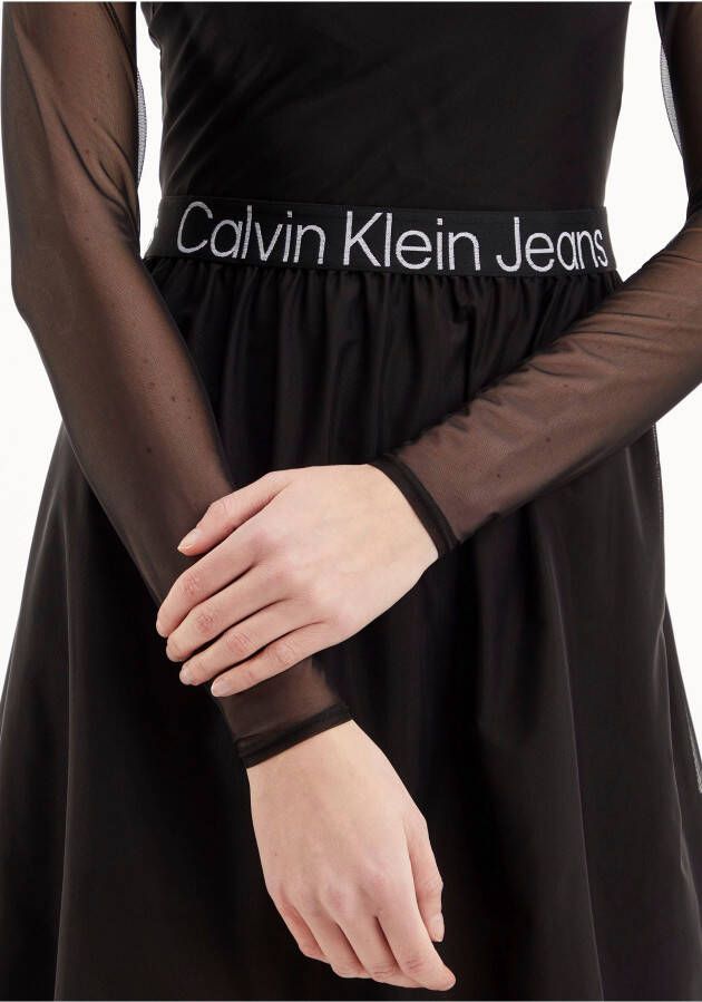 Calvin Klein Meshjurk MESH LOGO ELASTIC DRESS