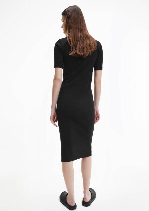 Calvin Klein Midi-jurk CK BUTTON THROUGH RIB LONG DRESS met ribstructuur