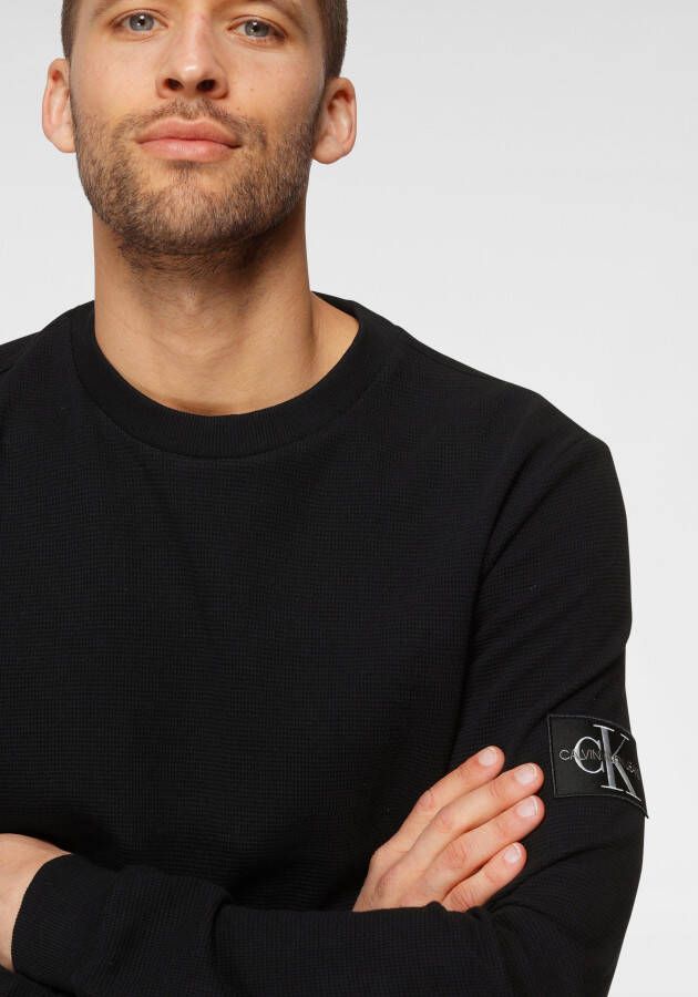 Calvin Klein Shirt met lange mouwen MONOGRAM BADGE WAFFLE LS TEE