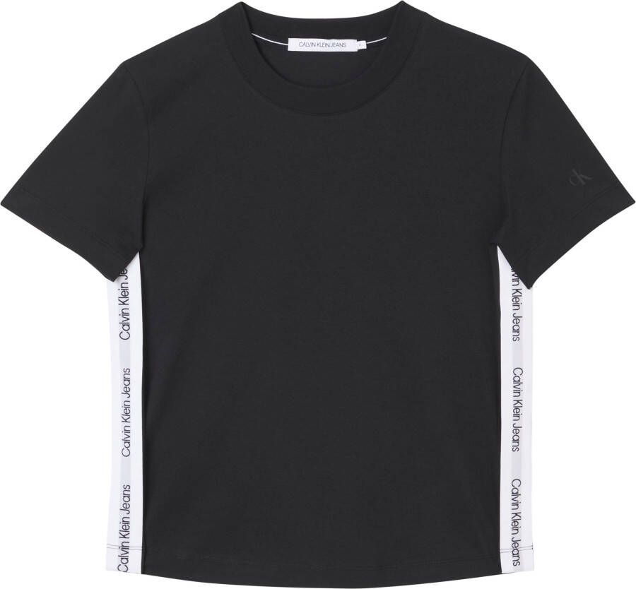 Calvin Klein Shirt met ronde hals SIDE CONTRAST TAPE TEE met opzij jeans logo-opschrift