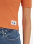 Calvin Klein Geribbeld V-Hals T-Shirt Orange Dames - Thumbnail 2