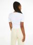 Calvin Klein Geribbeld V-Hals T-Shirt White Dames - Thumbnail 2