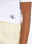 Calvin Klein Geribbeld V-Hals T-Shirt White Dames - Thumbnail 3