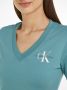 Calvin Klein Basis Katoenen T-Shirt Dames Rechte Pasvorm V-Hals Korte Mouwen Blue Dames - Thumbnail 3