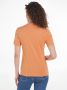 Calvin Klein Basis Katoenen T-Shirt Oranje V-Hals Orange Dames - Thumbnail 2