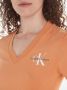 Calvin Klein Basis Katoenen T-Shirt Oranje V-Hals Orange Dames - Thumbnail 3