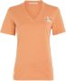 Calvin Klein Basis Katoenen T-Shirt Oranje V-Hals Orange Dames - Thumbnail 4