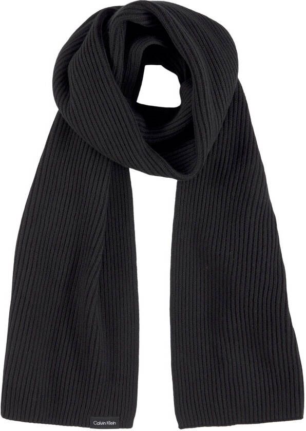 Calvin Klein Sjaal CLASSIC COTTON RIB KNIT SCARF met merklabel