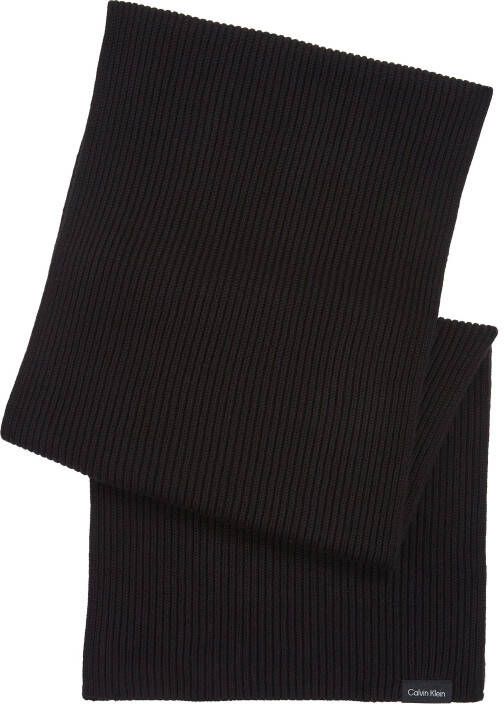 Calvin Klein Sjaal CLASSIC COTTON RIB KNIT SCARF met merklabel