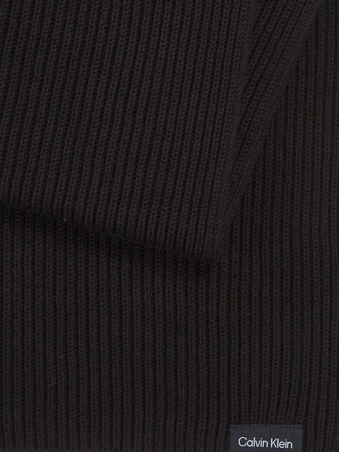 Calvin Klein Sjaal CLASSIC COTTON RIB KNIT SCARF met merklabel
