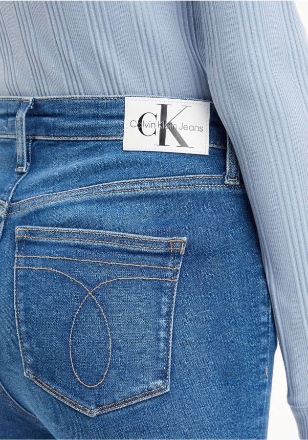 Calvin Klein Skinny fit jeans High rise skinny met lederen label aan de achterkant van de tailleband