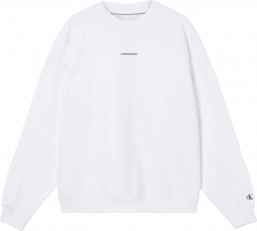 Calvin Klein Witte Crewneck Sweatshirt met Lange Mouwen White Heren