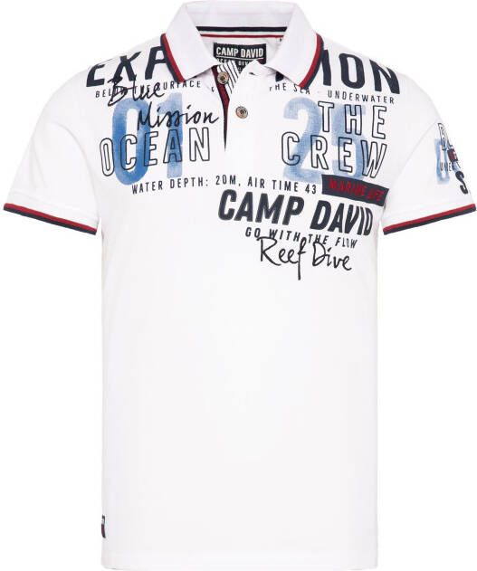 CAMP DAVID Poloshirt met gestempeld logo