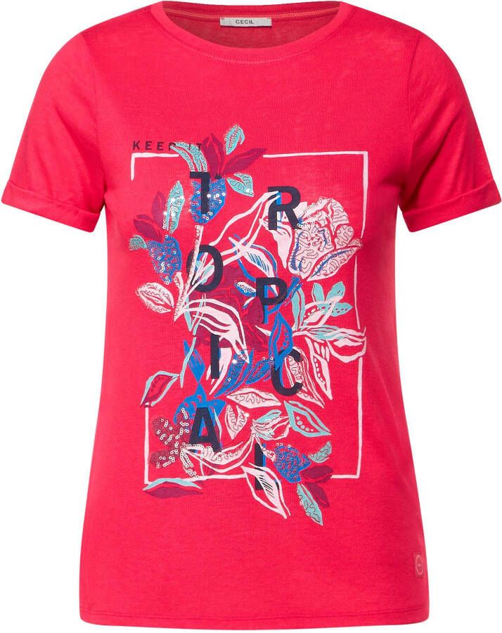 Cecil T-shirt LINENLOOK_Shape print met klassieke ronde hals