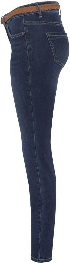 DELMAO Slim fit jeans smalle broekpasvorm normale taille enkel-lang (set 2-delig Met riem)