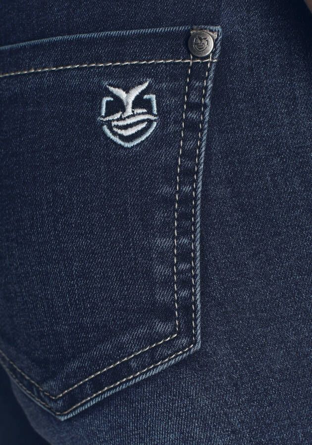 DELMAO Slim fit jeans smalle broekpasvorm normale taille enkel-lang (set 2-delig Met riem)
