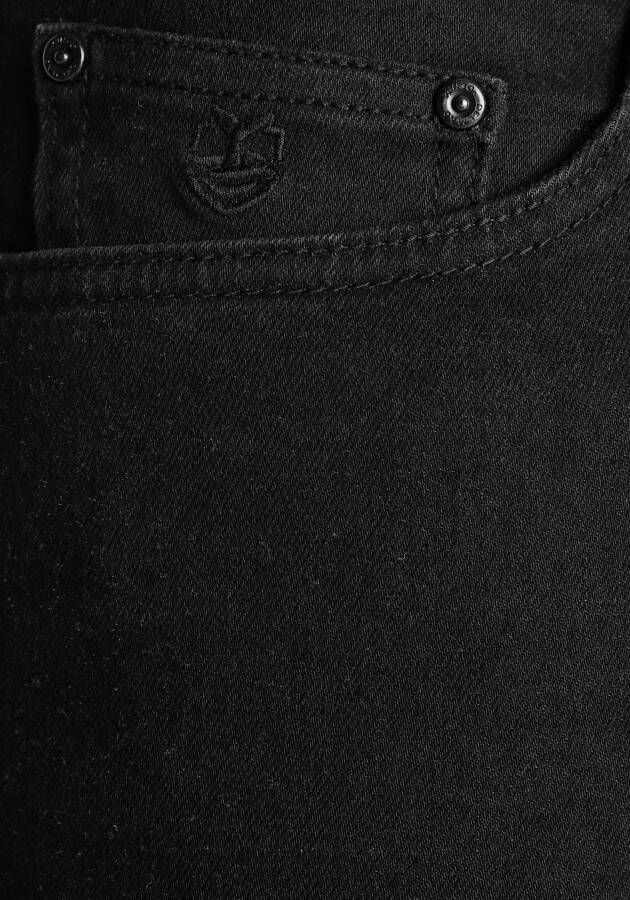 DELMAO Stretch jeans Reed rechte pijpsnit used-look-wassing lage taillehoogte