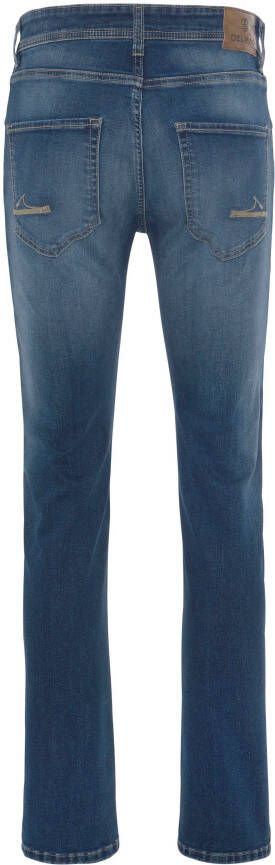 DELMAO Stretch jeans Reed rechte pijpsnit used-look-wassing lage taillehoogte