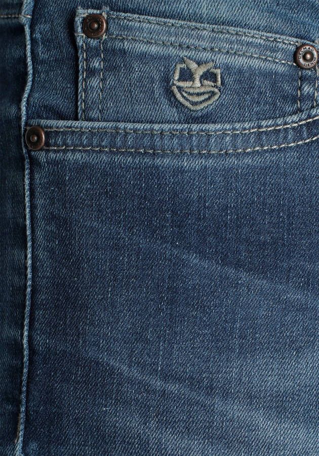 DELMAO Stretch jeans Reed rechte pijpsnit used-look-wassing lage taillehoogte