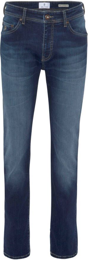 DELMAO Stretch jeans Reed rechte pijpsnit used-look-wassing lage taillehoogte