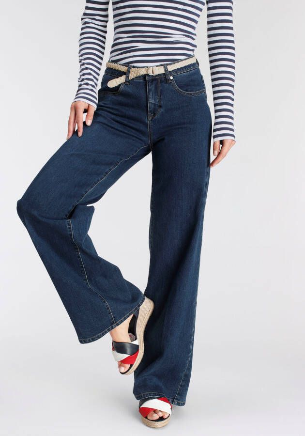 DELMAO Wijde jeans met modieuze gevlochten riem --- nieuw merk! (set 2-delig Met riem)